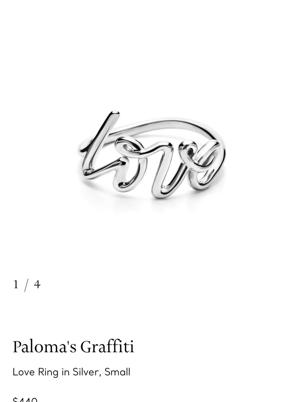 Tiffany & Co. Paloma Picasso Silver Script 'Love' Ring